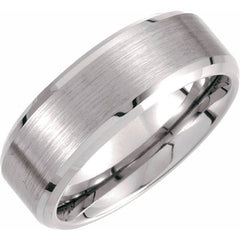 Tungsten 8 mm Beveled-Edge Band with Satin Center Size 12.5