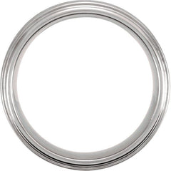 Tungsten 8 mm Stepped-Edge Comfort-Fit Flat Band Size 10