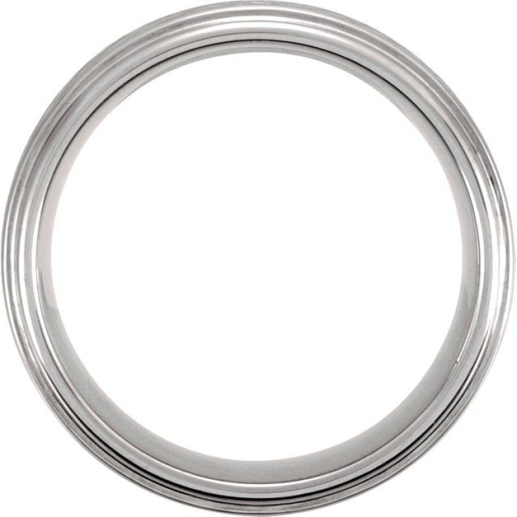 Tungsten 8 mm Stepped-Edge Comfort-Fit Flat Band Size 11