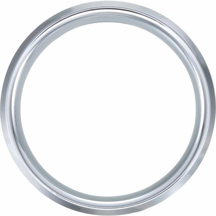 White Tungsten 8 mm Beveled-Edge Comfort-Fit Band Size 11.5