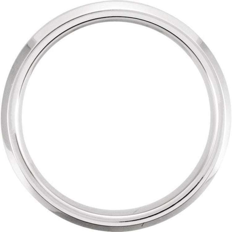 White Tungsten 6 mm Beveled-Edge Inlay Band Size 10.5