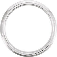 White Tungsten 6 mm Beveled-Edge Inlay Band Size 10.5