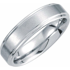 White Tungsten 6 mm Stepped-Edge Inlay Comfort-Fit Band  Size 9