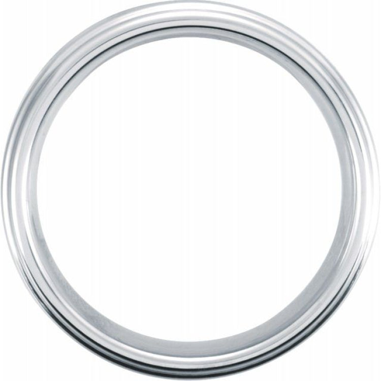 White Tungsten 6 mm Stepped-Edge Inlay Comfort-Fit Band  Size 9