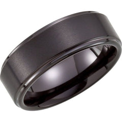 Black PVD Tungsten 8 mm Stepped-Edge Comfort-Fit Band Size 12.5