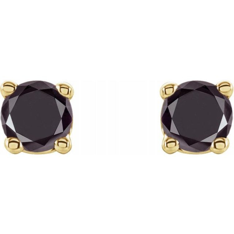 14K Yellow 1/5 CTW Natural Black Diamond Stud Earrings
