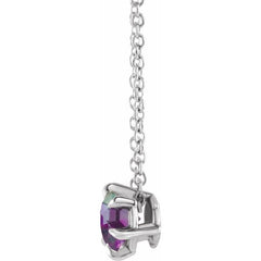 Platinum 6 mm Lab-Grown Alexandrite Solitaire 16-18" Necklace