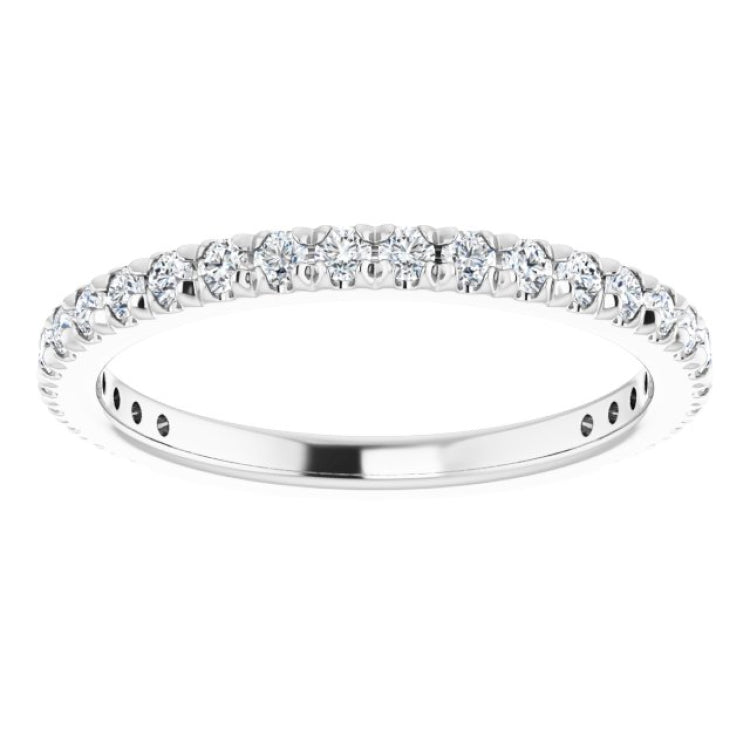 14K White 3/8 CTW Natural Diamond French-Set Anniversary Band