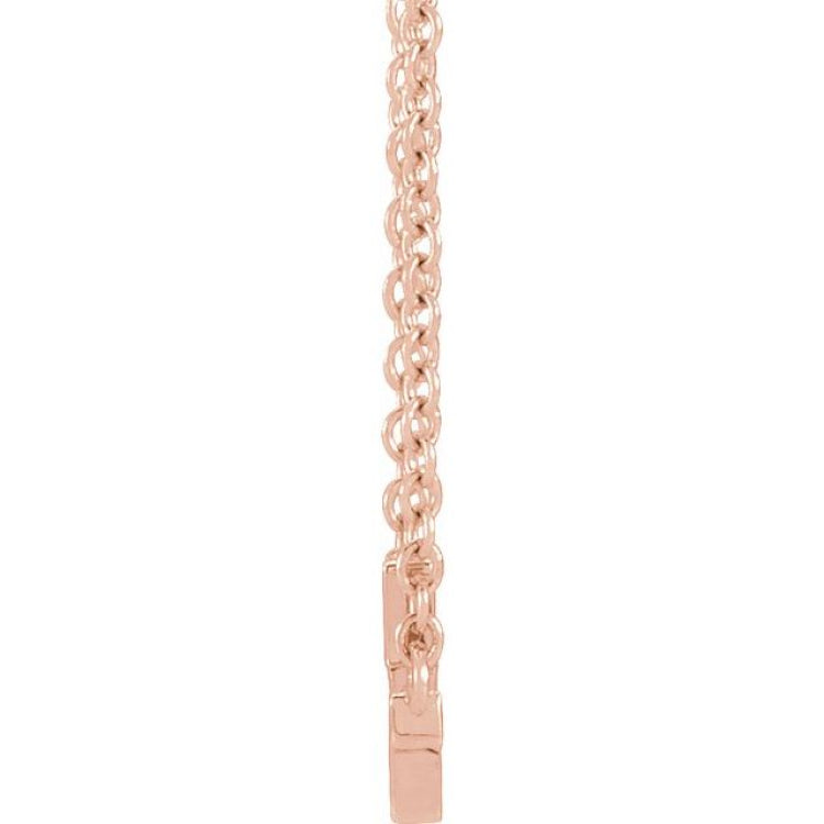 14K Rose 12x5.9 mm Sideways Cross 16-18" Necklace