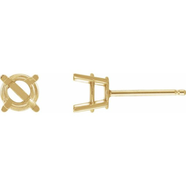 14K Yellow Gold 3 mm Natural Green Sapphire Earrings