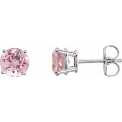 14K White Gold 5 mm Natural Pink Morganite Earrings