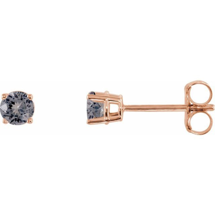 14K Rose Gold 3 mm Natural Gray Spinel Earrings