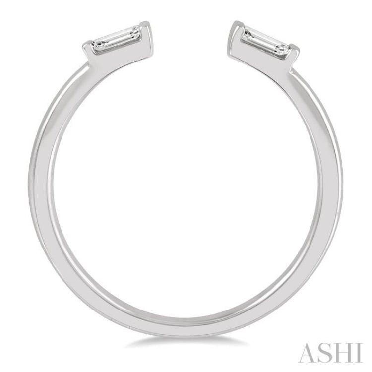 1/10 ctw Open Center Petite Baguette Diamond Stackable Ring in 10K White Gold