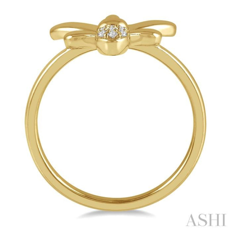 1/20 ctw Bumble Bee Round Cut Diamond Petite Fashion Ring in 10K Yellow Gold