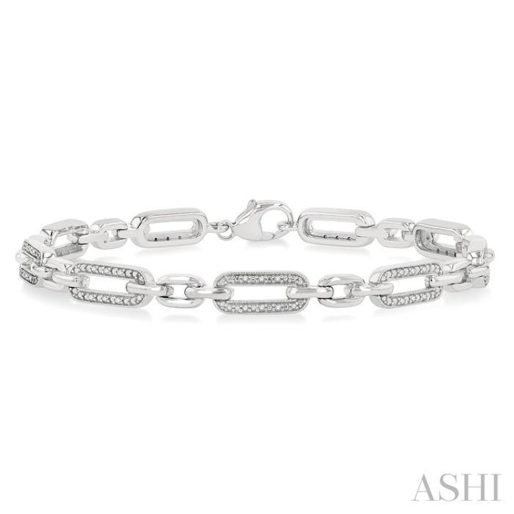 1/6 Ctw Round Cut Diamond Paperclip Bracelet in Sterling Silver