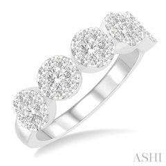 1 Ctw 5-Stone Lovebright Round Cut Diamond Ring in 14K White Gold