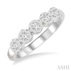 1/3 Ctw 5-Stone Lovebright Round Cut Diamond Ring in 14K White Gold
