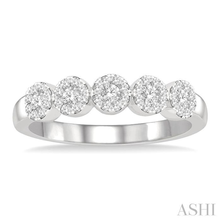 1/3 Ctw 5-Stone Lovebright Round Cut Diamond Ring in 14K White Gold