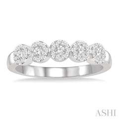 1/3 Ctw 5-Stone Lovebright Round Cut Diamond Band in 14K White Gold