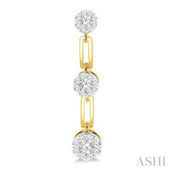 3/4 Ctw Lovebright Round Cut Diamond Paperclip Link Earring in 14K Yellow and White Gold
