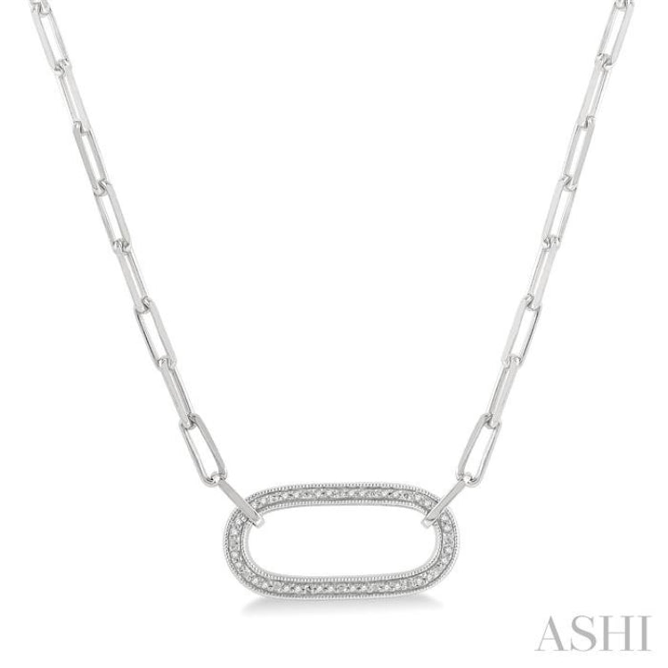 1/10 Ctw Round Cut Diamond Paperclip Pendant in Sterling Silver