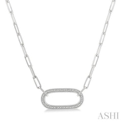 1/10 Ctw Round Cut Diamond Paperclip Pendant in Sterling Silver