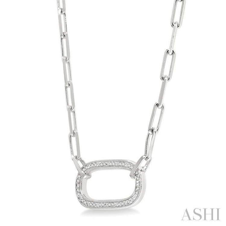1/10 Ctw Round Cut Diamond Paperclip Pendant in Sterling Silver