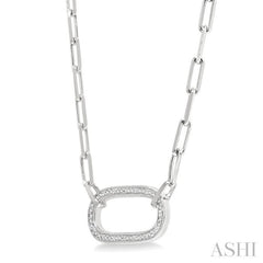 1/10 Ctw Round Cut Diamond Paperclip Pendant in Sterling Silver