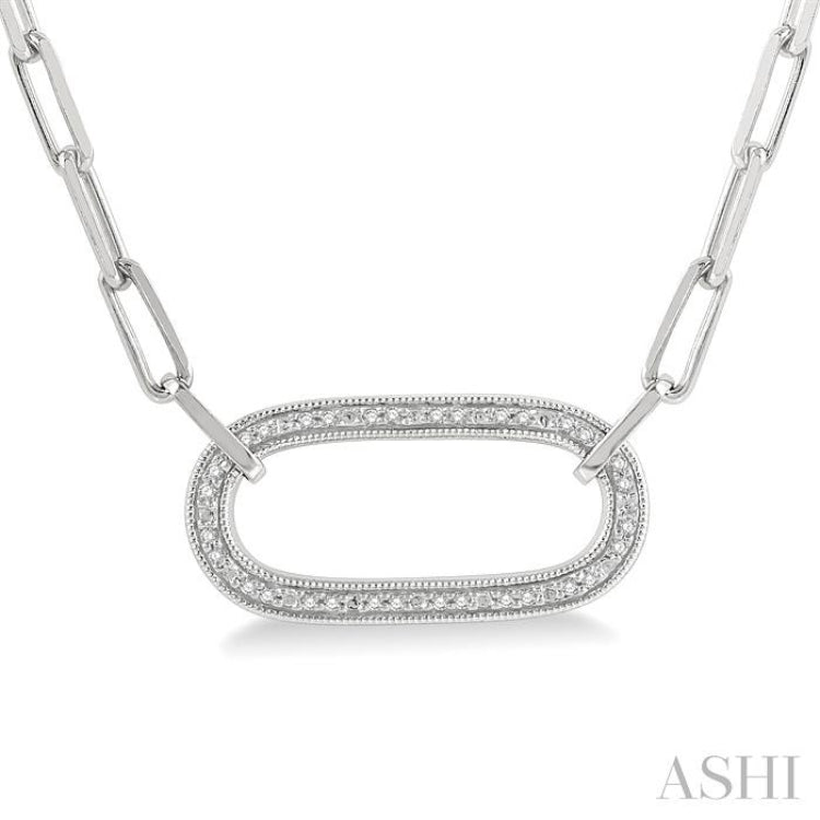 1/10 Ctw Round Cut Diamond Paperclip Pendant in Sterling Silver