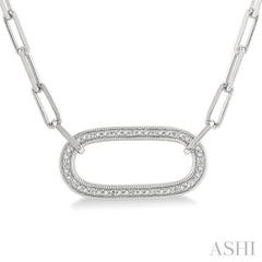 1/10 Ctw Round Cut Diamond Paperclip Pendant in Sterling Silver