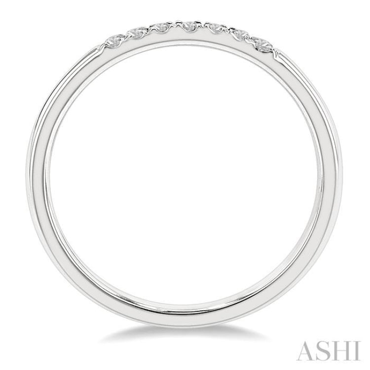 1/10 Ctw Straight Row Center Single Cut Diamond Stackable Fashion Petite Band in 10K White Gold