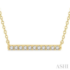 1/8 Ctw Bar Round Cut Diamond Petite Necklace in 10K Yellow Gold