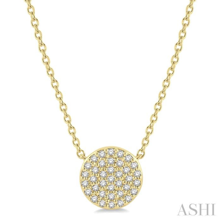 1/6 Ctw Disc Round Cut Diamond Petite Pendant in 10K Yellow Gold