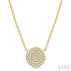 1/6 Ctw Disc Round Cut Diamond Petite Pendant in 10K Yellow Gold
