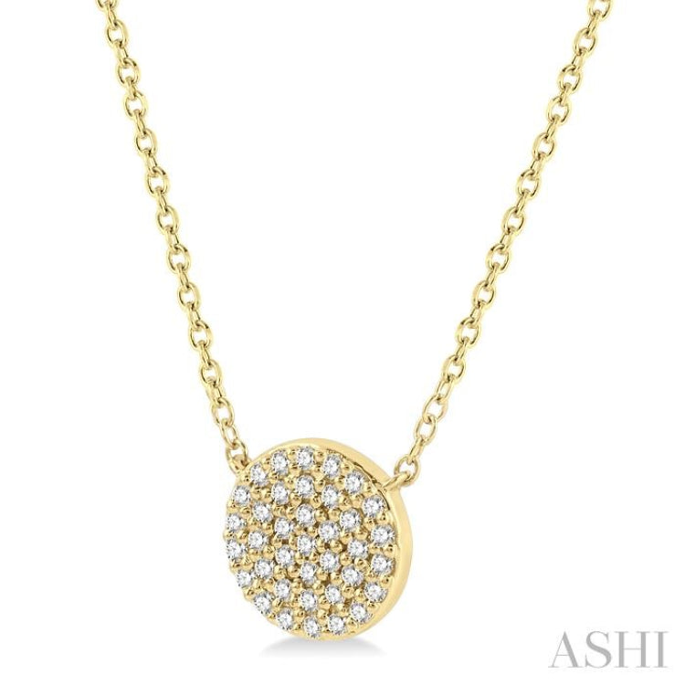 1/6 Ctw Disc Round Cut Diamond Petite Pendant in 10K Yellow Gold