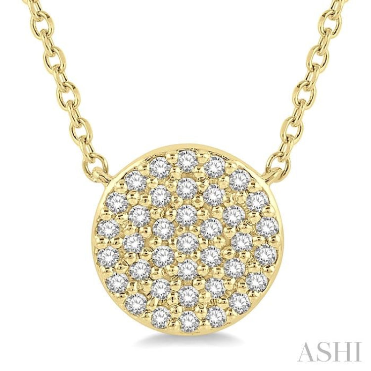 1/6 Ctw Disc Round Cut Diamond Petite Pendant in 10K Yellow Gold