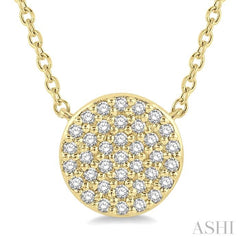 1/6 Ctw Disc Round Cut Diamond Petite Pendant in 10K Yellow Gold