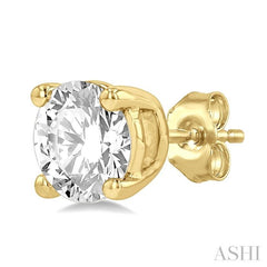 1 Ctw Round Cut Diamond Stud Earrings in 14K Yellow Gold