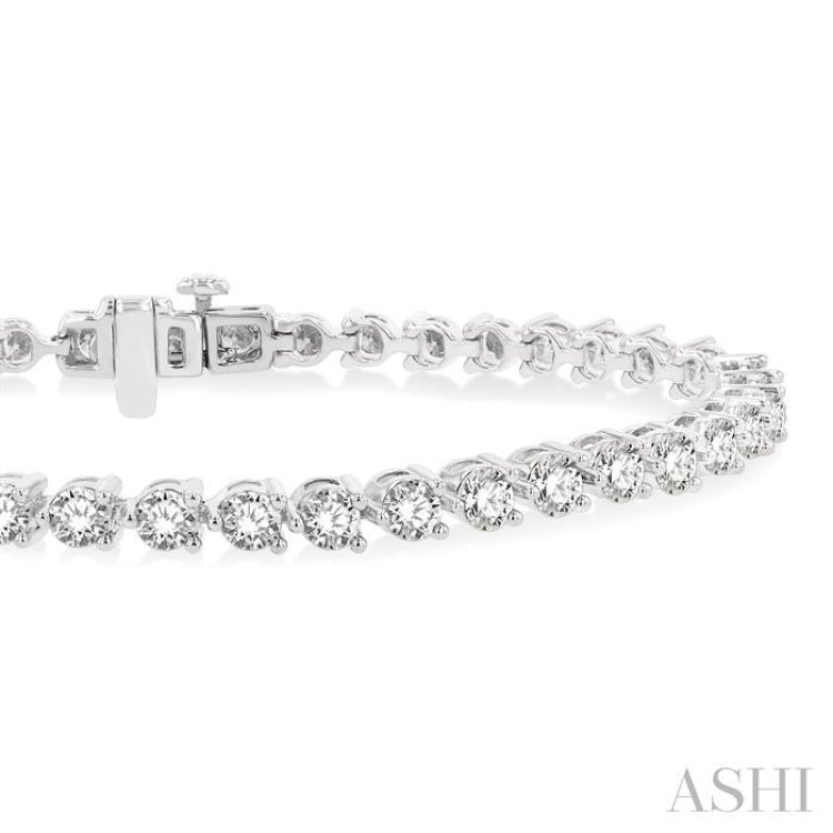 4.00CT RDDM 3 PRONG Tennis BRACELET WG 14K-G*
