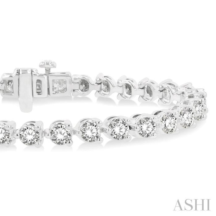 10 Ctw 3 Prong Round Cut Diamond Tennis Bracelet WG 14K-G*
