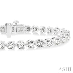 10 Ctw 3 Prong Round Cut Diamond Tennis Bracelet WG 14K-G*