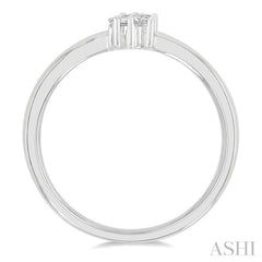 1/6 Ctw Petite Tri-Stone Scatter Princess, Baguette & Round Cut Diamond Fashion Ring in 10K White Gold