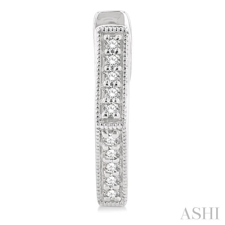 1/8 Ctw Petite Hexagon Round Cut Diamond Fashion Huggies in 10K White Gold
