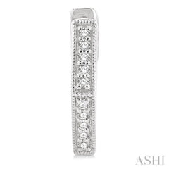 1/8 Ctw Petite Hexagon Round Cut Diamond Fashion Huggies in 10K White Gold