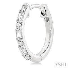 1/4 Ctw Petite Baguette and Round Cut Diamond Fashion Huggies in 10K White Gold