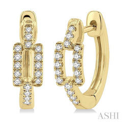 1/5 Ctw Petite Paperclip Round Cut Diamond Fashion Huggies in 10K Yellow Gold