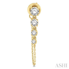 1 Ctw Journey Round Cut Diamond Fashion Long Chain Earring in 14K Yellow Gold