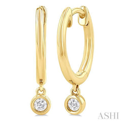 1/10 Ctw Petite Bezel Drop Round Cut Diamond Fashion Huggies in 10K Yellow Gold