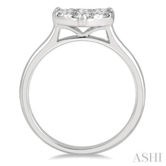 1 ctw Round Cut Diamond Heart Shape Lovebright Ring in 14K White Gold
