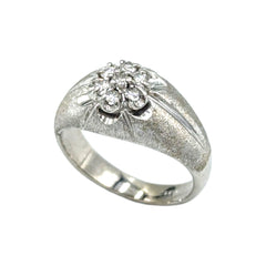 APPRAISED $1000- 14Kt. White Gold with Seven Round Brilliant Diamonds Totaling .21ct in a Cluster Top Gents' Ring